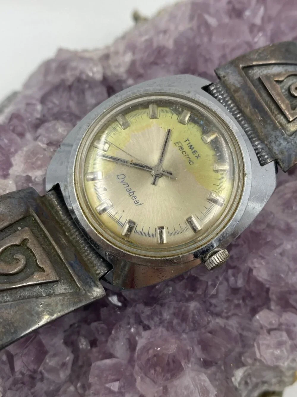 Vintage Timex Electric Dynabeat with Sterling Silver watch tips